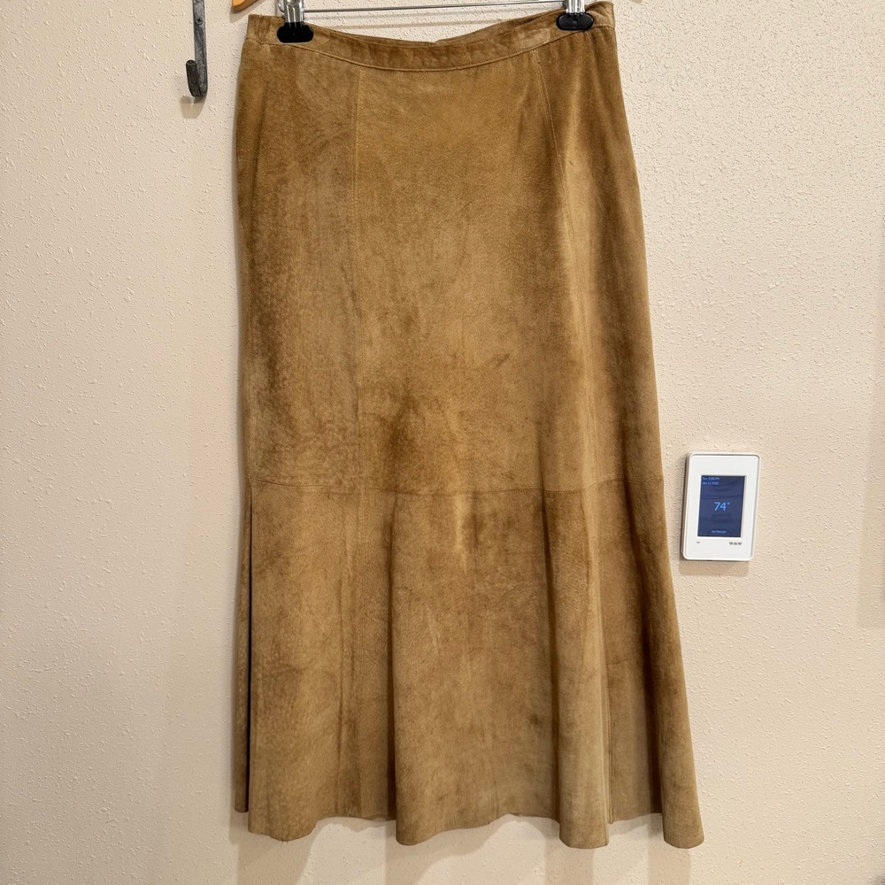 Chico's Tan Suede Full Maxi Skirt 1